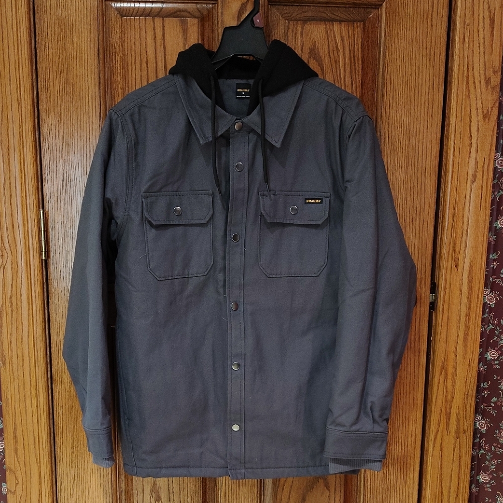 Brahma Dark Gray Hooded Canvas Shacket w/Quilted Interior NWT Small